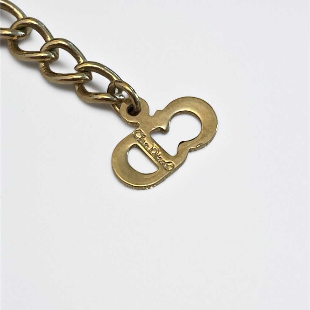 Vintage Dior Necklace – Gold CD Logo Charm with Rhinestone Pendant - Picture 11 of 17